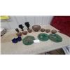 Image 1 : Indiana Glass Lorelei Bowls, Fenton Black Amethyst Vases, Green Divided Dishes, and More