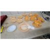Image 4 : Federal Glass firekingMadrid Peach Lustre Cups, Saucers, Plates, and Milk Glass Platter