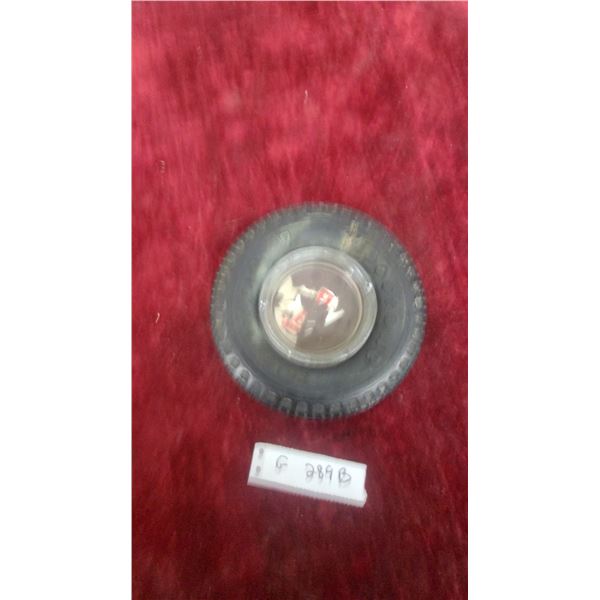 Firestone Transteel Radial Miniature Rubber Tire Ashtray with Glass Insert