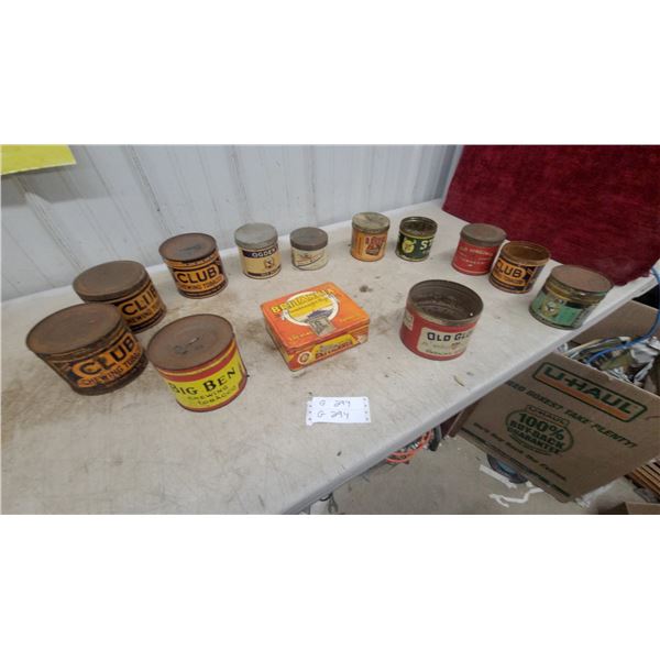Collection of Vintage Tobacco Tins: Club, Big Ben, Britannia, Old Glory, Ogden's, and More