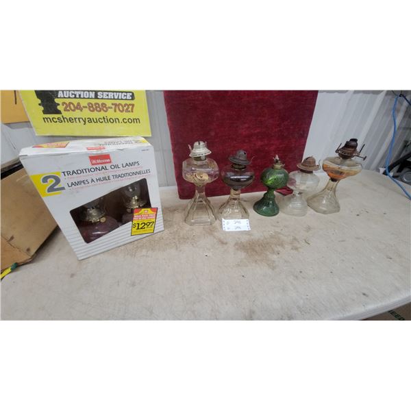 Collection of Glass Oil Lamps Including Home Traditional Oil Lamps 2-Pack and More