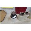 Image 2 : Lot of Four Antique Two-Tone Stoneware Crocks and Jugs with Bail Handles and More