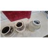 Image 5 : Lot of Four Antique Two-Tone Stoneware Crocks and Jugs with Bail Handles and More