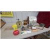 Image 1 : Vintage Kitchen Lot: Salter Scale, Kellogg's Corn Flakes Radio, Recipe Box, Bread Box, and More