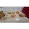 Image 1 : Marigold Carnival Glass Ruffled Bowls, Plates, and More (5 Pieces)
