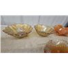 Image 7 : Marigold Carnival Glass Ruffled Bowls, Plates, and More (5 Pieces)