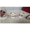 Image 3 : Red and White Folk Art Ceramic Pitcher, Eggs, and Vases with Black Glazed Pitcher and More