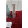 Image 2 : Three Vintage Coca-Cola Embossed Contour Glass Bottles, Clear and Blue-Green One Chipped