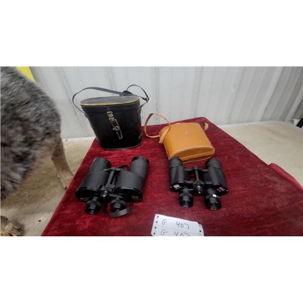 Two Pairs of Binoculars: Carl Wetzlar 10 x 50 and Baker Standard 7 x 35 No. 705 with Cases