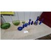 Image 1 : Cobalt Blue and Green Art Glass Collection, Bottles, Bowls, Vases, and More