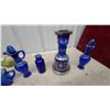 Image 2 : Cobalt Blue and Green Art Glass Collection, Bottles, Bowls, Vases, and More