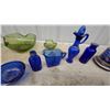 Image 3 : Cobalt Blue and Green Art Glass Collection, Bottles, Bowls, Vases, and More