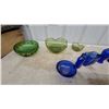 Image 4 : Cobalt Blue and Green Art Glass Collection, Bottles, Bowls, Vases, and More