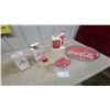 Image 1 : Coca-Cola Polar Bear with Vending Machine Ceramic Cookie Jar and Glasses Budweiser and Coke
