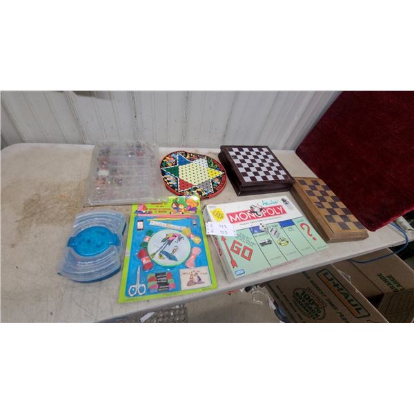 Monopoly Board Game, Chinese Checkers, Two Chess/Checkerboards, Craft Kit, and More