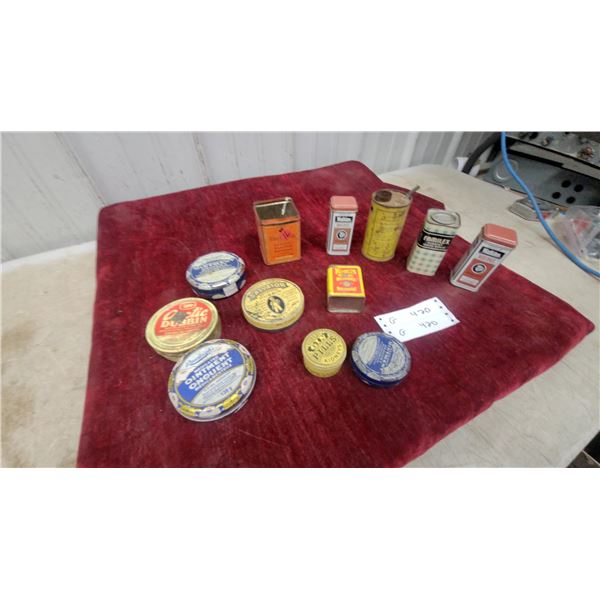 Lot of Vintage Tins: Gin Pills, Salvator Dubbin, Keen's Mustard, Wildroot, and More