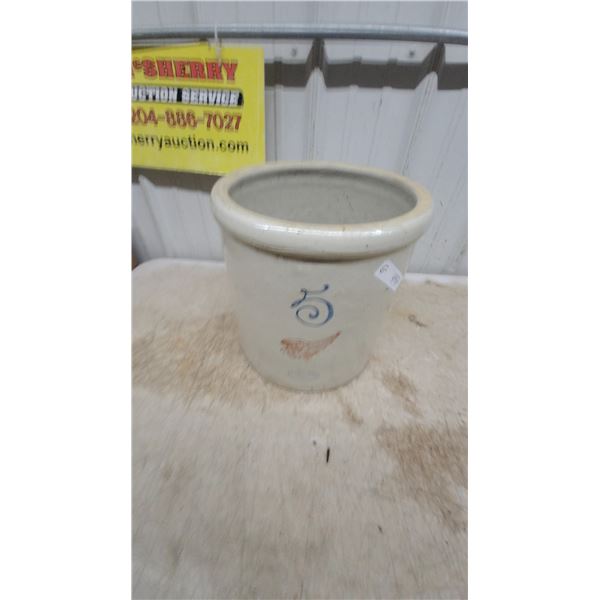 Red Wing Stoneware 5-Gallon Crock with Red Wing Logo and Blue Number