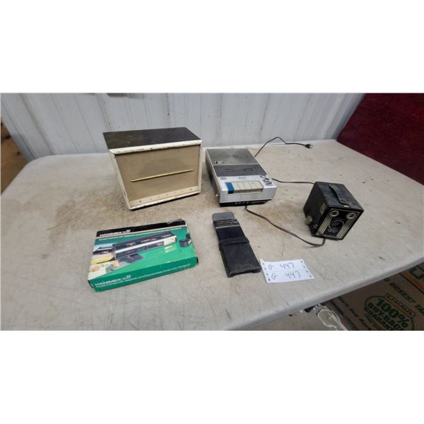 Hanimex 110TF Pocket Camera with Box, Vintage Box Camera, Speaker, and More Radio