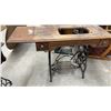 Image 12 : Singer Model 27 Treadle Sewing Machine with Cast Iron Base Cabinet & Raymond Sewing Cabinet