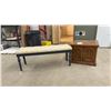 Image 1 : Beige Tufted Upholstered Bench with Turned Legs 48" Wide and Two-Door End Table