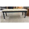 Image 2 : Beige Tufted Upholstered Bench with Turned Legs 48" Wide and Two-Door End Table