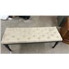 Image 4 : Beige Tufted Upholstered Bench with Turned Legs 48" Wide and Two-Door End Table