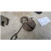 Image 5 : Vintage Cast Iron Railway Padlock with Chain, Lamp Filler Hanging Scale and More