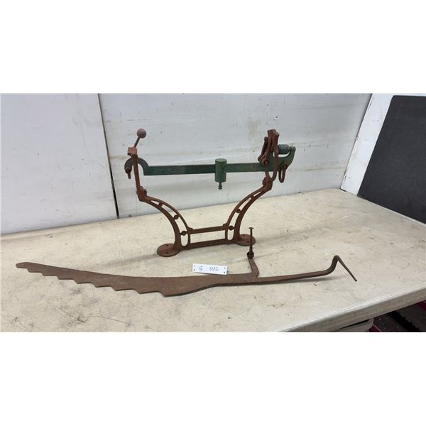 Vintage Cast Iron Steelyard Scale & Hay Knife