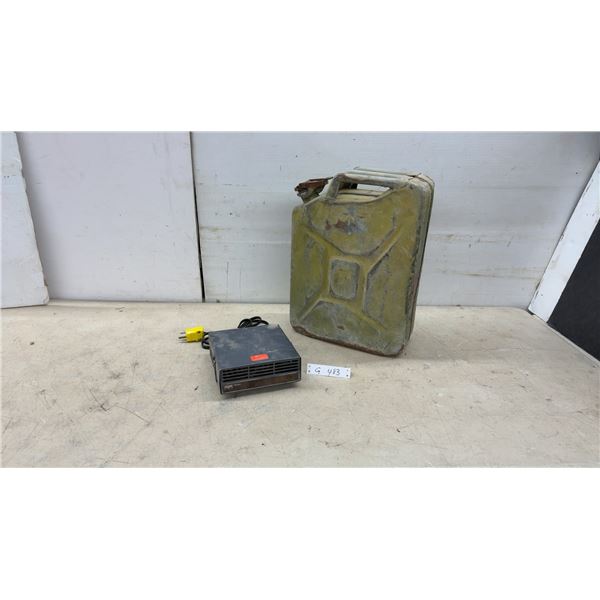 Military-Style 5-Gallon Steel Jerry Can and RoadPro Portable Automotive Heater