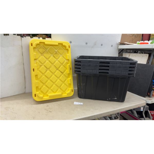 HDX 102-Liter Tough Tote Storage Bins with Yellow Lid, 29 x 20 x 15", Set of 4