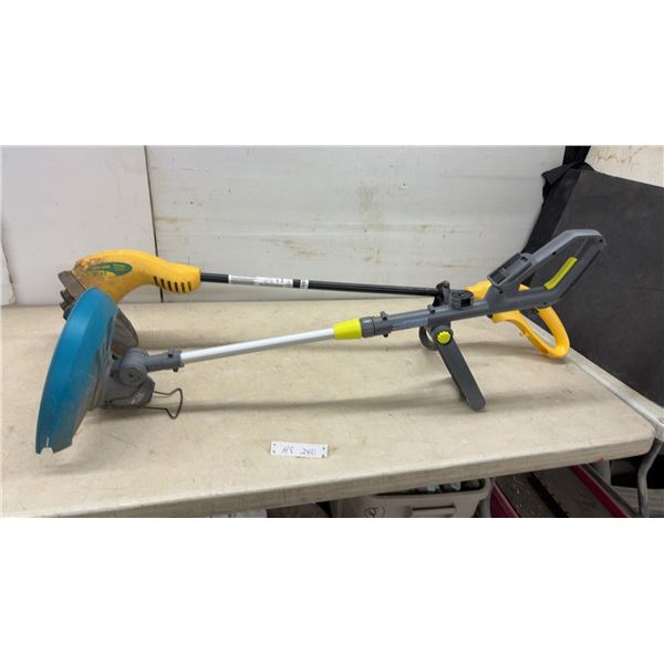 Weed Eater RT112 Electric String Trimmer and Grey/Yellow Cordless String Trimmer, No Battery