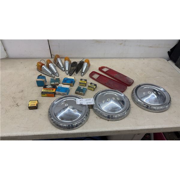 Ford Dog Dish Hubcaps, Cab Marker Lights, Tail Light Lenses, Timken Bearings, and More