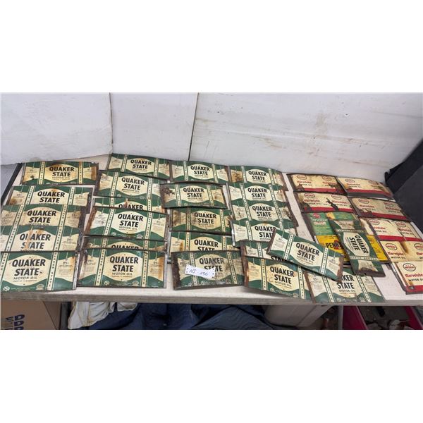 30 and More Quaker State,Imperial Marvelube Motor Oil Flattened Tins
