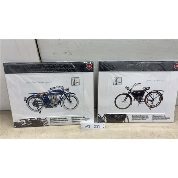 1914 Indian Hendee Special and 1908 CCM Commemorative Lithograph and Stamp Sets