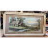 Image 2 : Two Vintage Framed Landscape Prints, Cottage by Stream by Chandler and More, Largest 17 1/2 x 32"