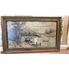 Image 6 : Two Vintage Framed Landscape Prints, Cottage by Stream by Chandler and More, Largest 17 1/2 x 32"