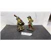 Image 1 : Pair of Vintage Devon Ware: Boy Traveler Figurines with Walking Sticks, Tallest 7 1/2"