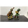 Image 2 : Pair of Vintage Devon Ware: Boy Traveler Figurines with Walking Sticks, Tallest 7 1/2"