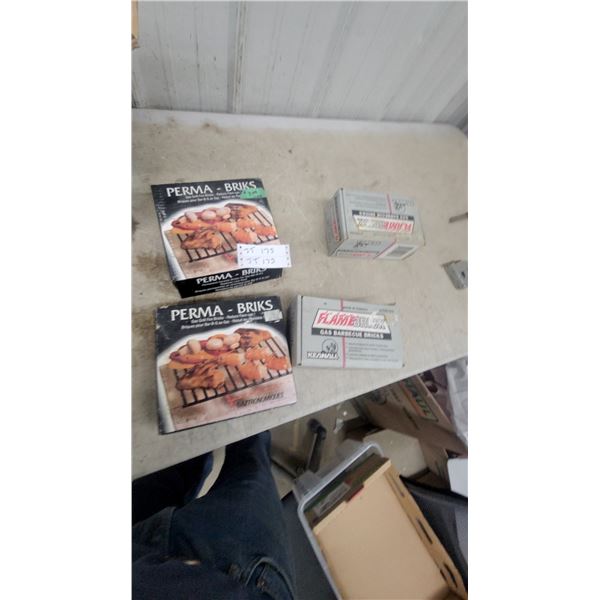 Perma-Briks No. 8114 Gas Grill Fire Bricks and Keanall Flamebrick Gas Barbecue Bricks, 4 Boxes