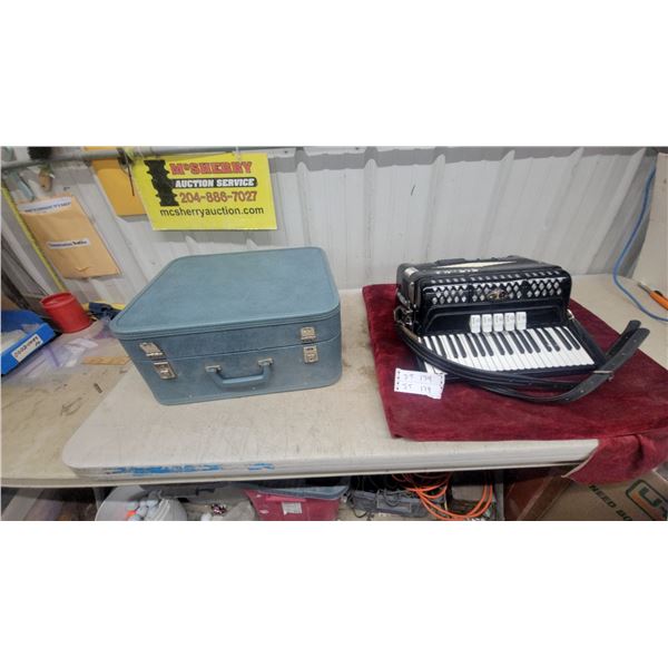 Titano Piano Accordion with Five Treble Registers and Blue Hardshell Carrying Case