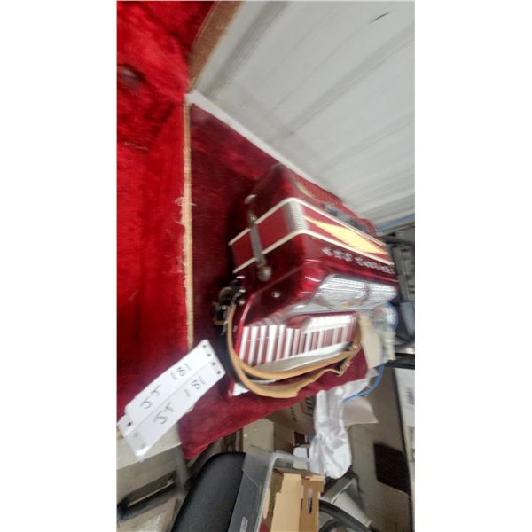 Abcmaster 41-Key 120-Bass Piano Accordion with Red Marbled Finish, Case, and Straps