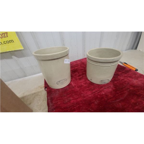Two Medalta Potteries Ltd. Stoneware Crocks, Medicine Hat, Alberta