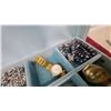 Image 7 : Vintage Jewelry Box with Costume Jewelry, Watches, Commemorative Coins, and More
