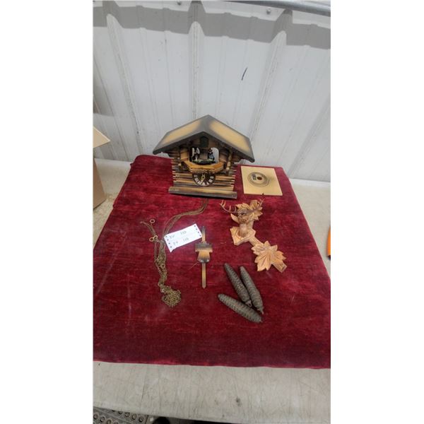 Black Forest-Style Chalet Cuckoo Clock with Weights, Pendulum, and Deer Topper