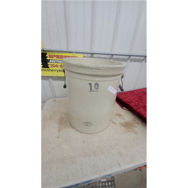 Medalta Potteries Ltd. 10 Imperial Gallon Stoneware Crock with Wire Bail Handles
