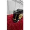 Image 4 : Antique Black American Newhaven Slate Mantel Clock with Fluted Columns and Floral Dial, Circa 1900