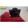 Image 5 : Antique Black American Newhaven Slate Mantel Clock with Fluted Columns and Floral Dial, Circa 1900