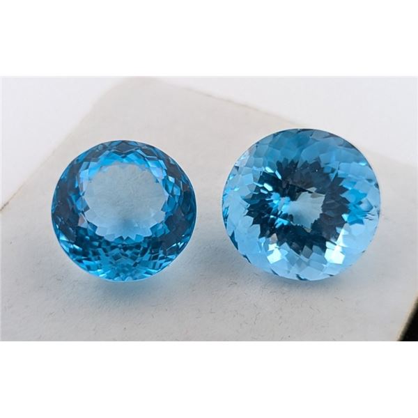 41.64 Ct Certified Royal Blue Topaz Gemstone Pair ($10,500 Appraisal)