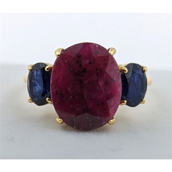 4.8 Gram Certified Silver Ruby / Sapph Gemstone Ring ($6,960 Appraisal)