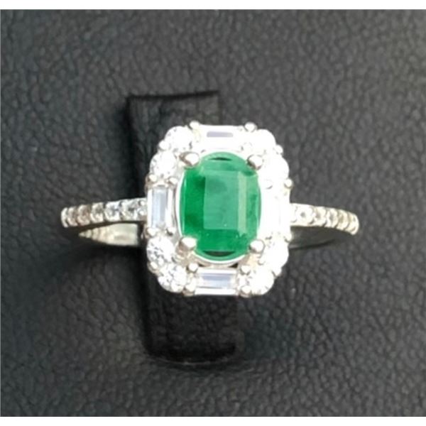 2.44 Gram Certified Silver Emerald Gemstone Ring ($2,512 Appraisal)